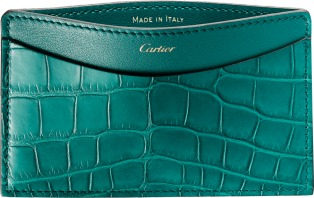 C de Cartier Small Leather Goods, card holder Blue-green tourmaline-coloured alligator skin and calfskin, golden finish