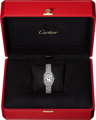 Panthère de Cartier watch Mini model, quartz movement, white gold, diamonds