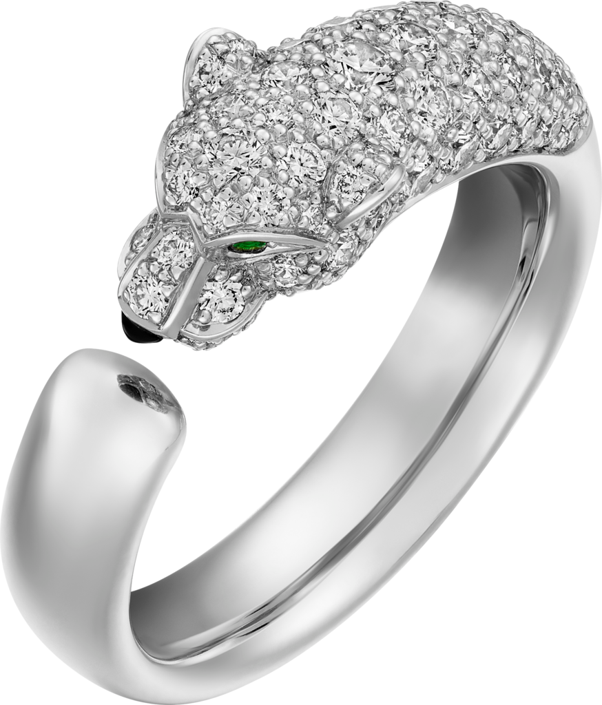 cartier white gold panther ring