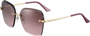 Panthère de Cartier sunglasses Champagne golden-finish metal, graduated burgundy lenses