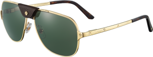 Santos de Cartier sunglasses Smooth champagne golden-finish metal, green polarised lenses