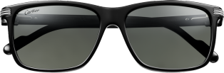 Première de Cartier太阳眼镜 黑色板材，抛光镀铂饰面金属材质，灰色偏光镜片