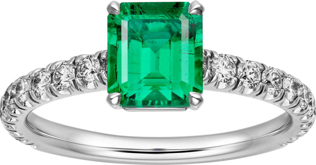 1895订婚钻戒铂金，祖母绿，钻石