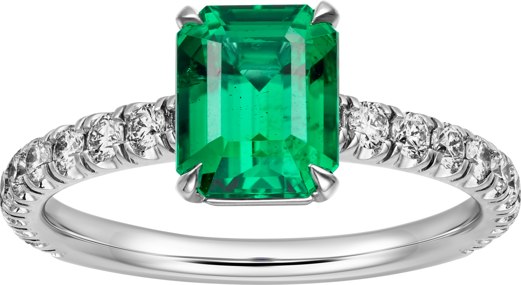 1895订婚钻戒铂金，祖母绿，钻石