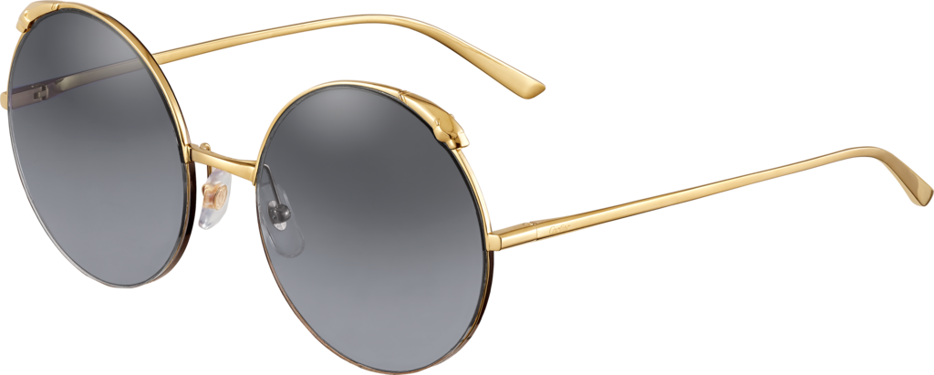 Panthère de Cartier太阳眼镜香槟色镀金饰面金属材质，渐变灰色镜片
