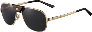 Santos de Cartier sunglasses Smooth champagne golden-finish metal, grey polarised lenses with golden flash