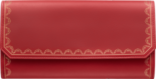 Guirlande de Cartier翻盖通用型皮夹 红色小牛皮，镀金装饰