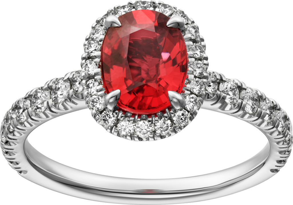 Cartier Destinée戒指，镶嵌彩色宝石铂金，红宝石，钻石