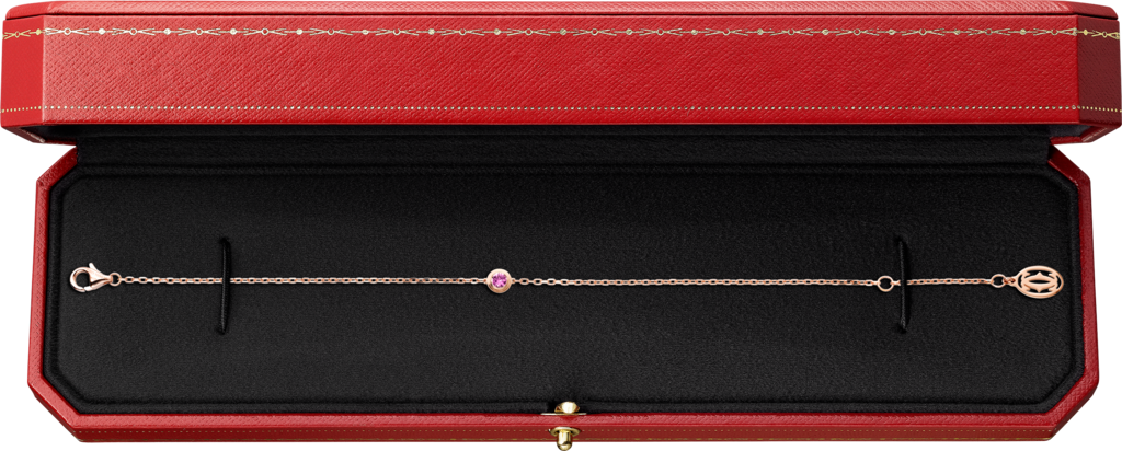 Cartier d'Amour手链玫瑰金，粉色蓝宝石
