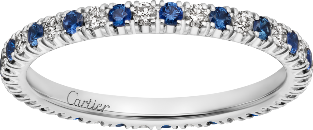 Étincelle de Cartier结婚对戒铂金，蓝宝石，钻石