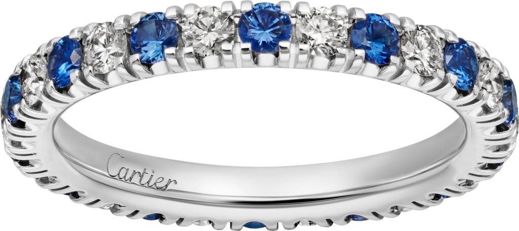 Étincelle de Cartier结婚对戒铂金，蓝宝石，钻石