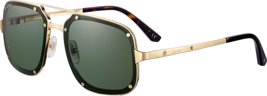 Santos de Cartier sunglassesSmooth and brushed golden-finish metal, grey lenses