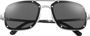 Santos de Cartier太阳眼镜 抛光拉丝镀铂饰面金属材质，灰色镜片