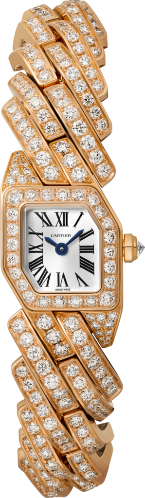 Maillon de Cartier腕表小号表款，石英机芯，18K玫瑰金，钻石