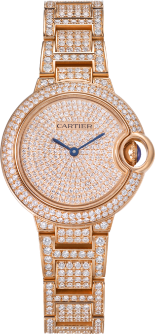 Ballon Bleu de Cartier watch 33mm, automatic movement, rose gold, diamonds