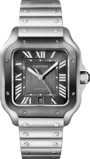 Santos de Cartier watch Large model, automatic movement, steel, ADLC, interchangeable metal and rubber bracelets