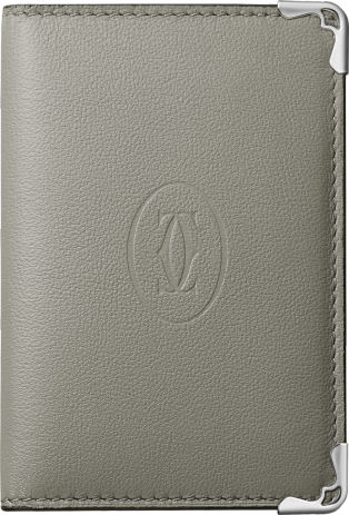 Must de Cartier 4信用卡皮夹 灰色和绿色小牛皮，精钢饰面