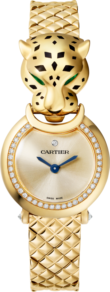 La Panthère de Cartier 腕表小号表款，石英机芯，18K黄金，钻石