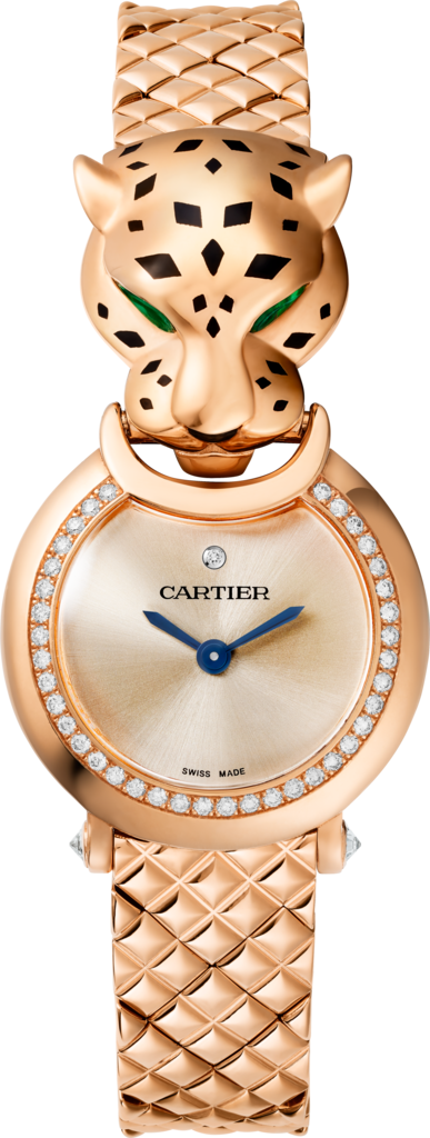 La Panthère de Cartier 腕表小号表款，石英机芯，18K玫瑰金，钻石
