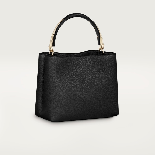 Top handle bag small model, Panthère de Cartier Black grained calfskin