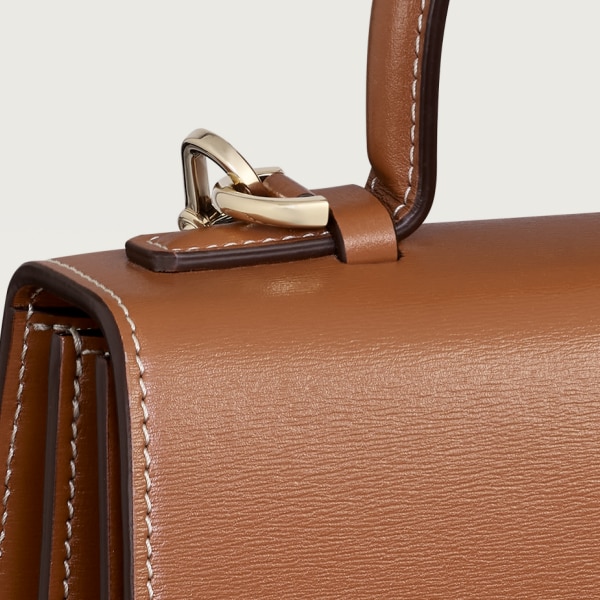 Top handle bag small model, Panthère de Cartier Caramel calfskin, golden finish