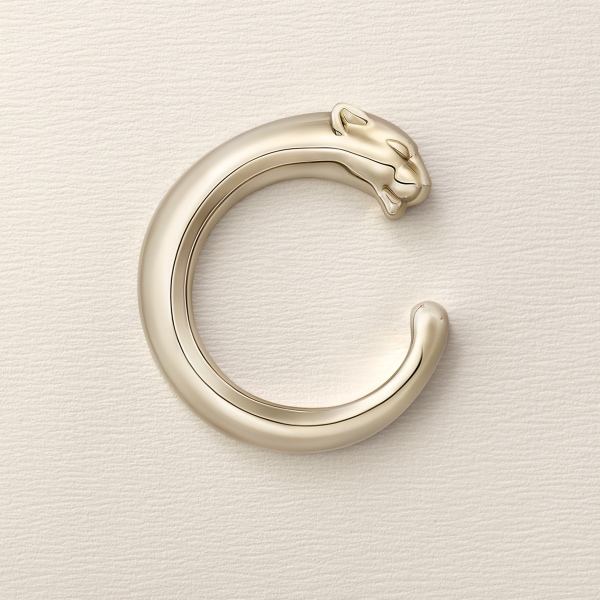 Simple card holder, Panthère C de Cartier Salt white calfskin, golden finish