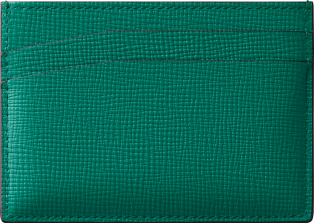 Cartier Losange系列双层卡片夹  草绿色粒纹小牛皮，镀钯饰面和草绿色珐琅