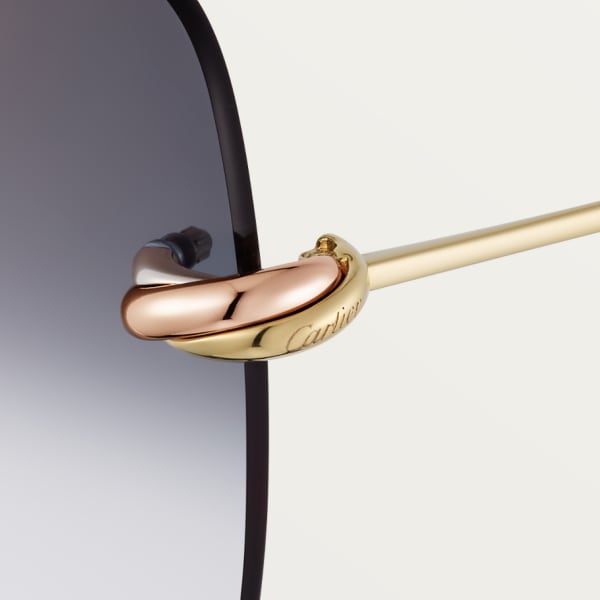 Trinity, Sunglasses Black metal, smooth three-tone golden finish, grey lenses