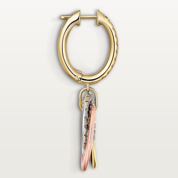 Trinity earrings, semi-paved White gold, yellow gold, rose gold, diamonds