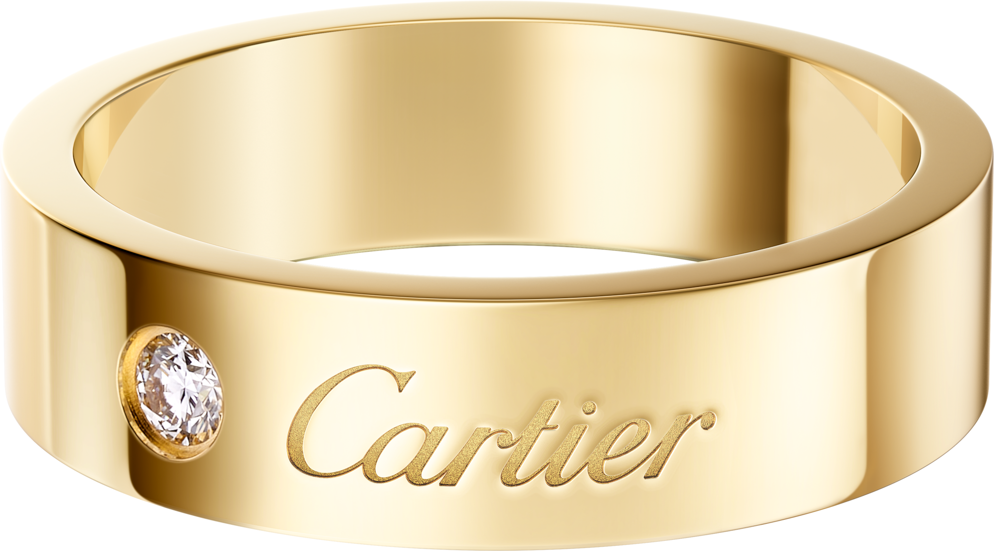 C de Cartier wedding ring, 5 mm width, 1 diamondYellow gold, diamond
