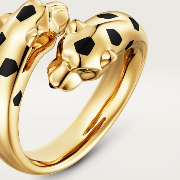 Panthère de Cartier ring Yellow gold, tsavorite garnets, lacquer