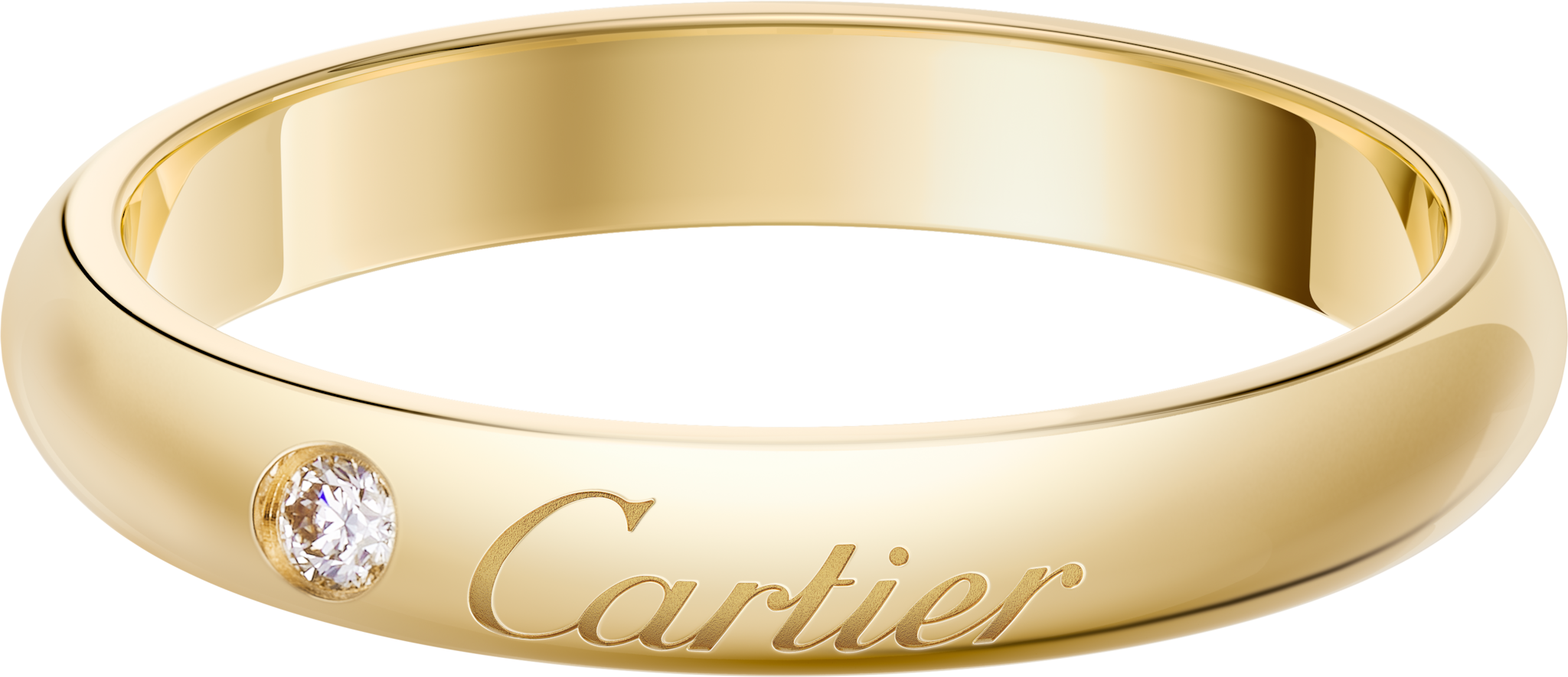 C de Cartier wedding ring, 3 mm width, 1 diamondYellow gold, diamond