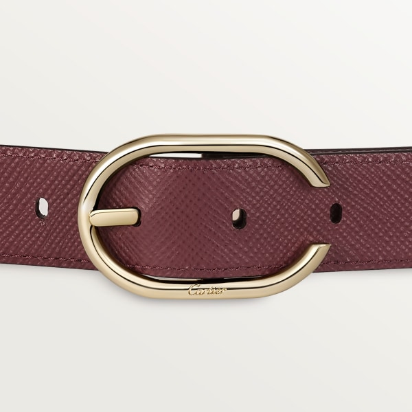 Belt, Capital C Black/burgundy cowhide, golden-finish buckle