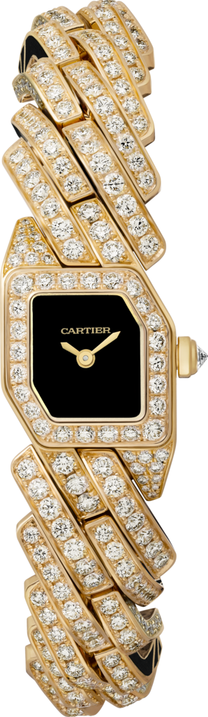 Maillon de Cartier腕表小号表款，石英机芯，18K黄金，钻石，漆