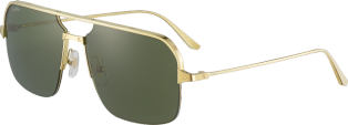 Santos de Cartier sunglasses Smooth and brushed golden-finish metal, green lenses