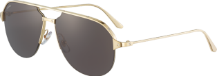 Santos de Cartier太阳眼镜 抛光拉丝镀金饰面金属材质，灰色镜片