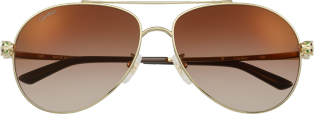 Panthère de Cartier太阳眼镜 抛光镀金饰面金属材质，金色闪光渐变棕色镜片