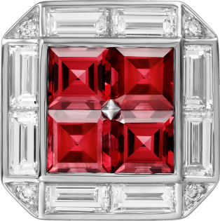 Cartier Héritage红宝石衬衫钉饰 白金，红宝石，钻石