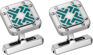 Santos de Cartier cufflinks Sterling silver, palladium finish and lacquer.