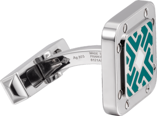 Santos de Cartier cufflinks Sterling silver, palladium finish and lacquer.