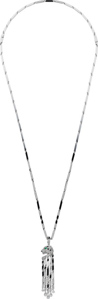 Panthère de Cartier项链白金，缟玛瑙，祖母绿，钻石