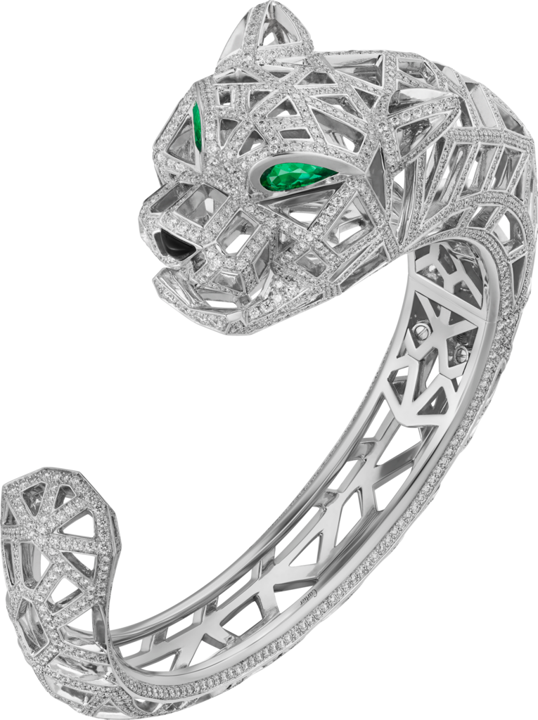 Panthère de Cartier手镯白金，缟玛瑙，祖母绿，钻石