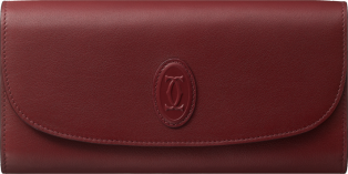 International Wallet with Flap, Must de Cartier Burgundy calfskin, golden finish