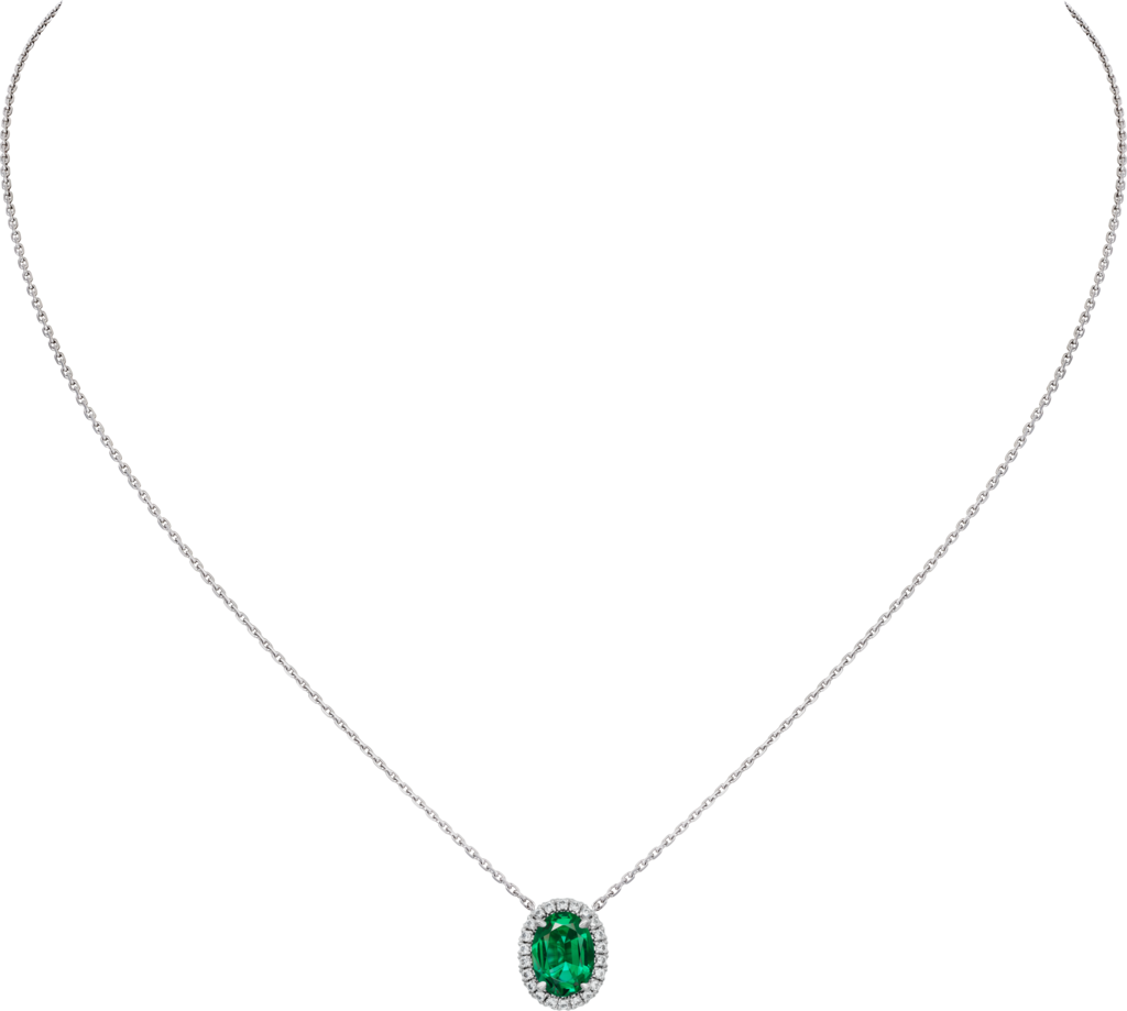 Cartier Destinée necklace with coloured stoneWhite gold, emerald, diamonds