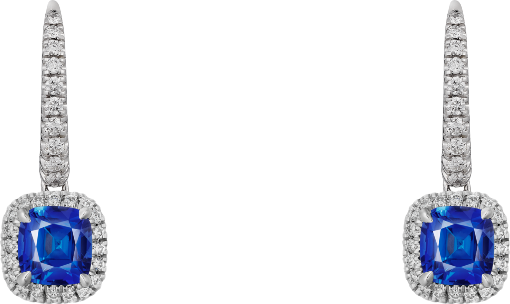 Cartier Destinée耳环，镶嵌彩色宝石白金，蓝宝石，钻石。
