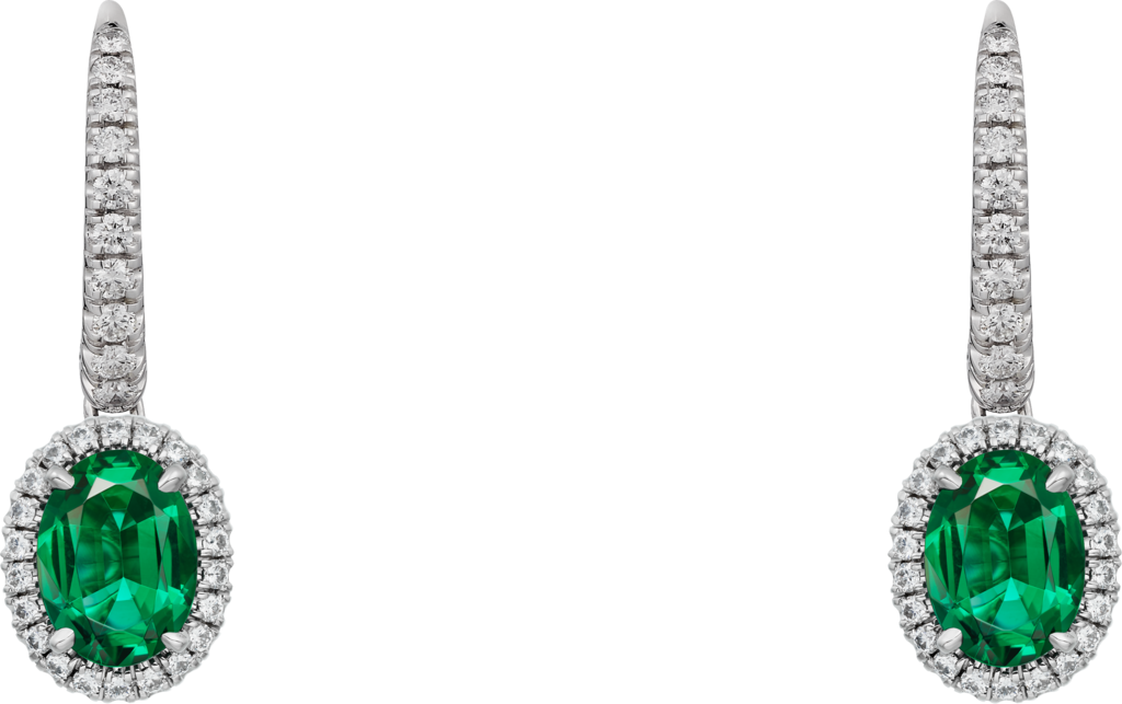 Cartier Destinée耳环，镶嵌彩色宝石白金，祖母绿，钻石