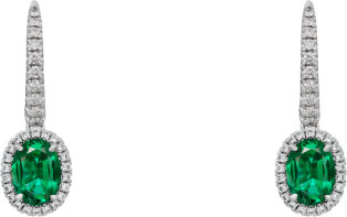 Cartier Destinée耳环，镶嵌彩色宝石 白金，祖母绿，钻石