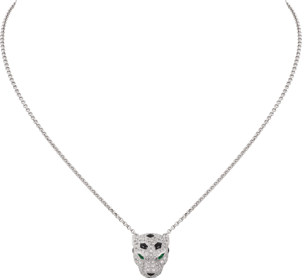 Panthère de Cartier卡地亚猎豹项链白金，缟玛瑙，祖母绿，钻石