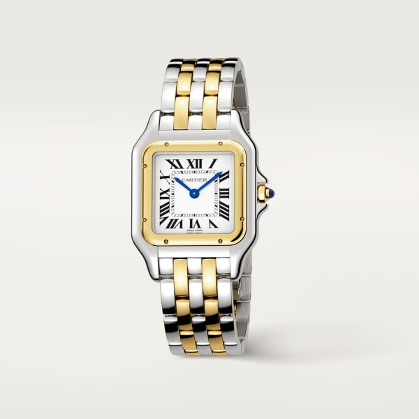 Panthère de Cartier watch Medium model, quartz movement, yellow gold, steel