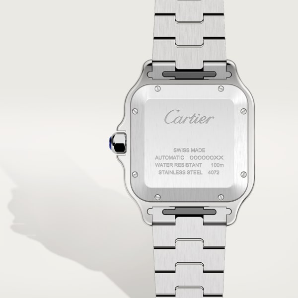 Santos de Cartier watch Large model, automatic movement, steel, interchangeable metal and leather bracelets